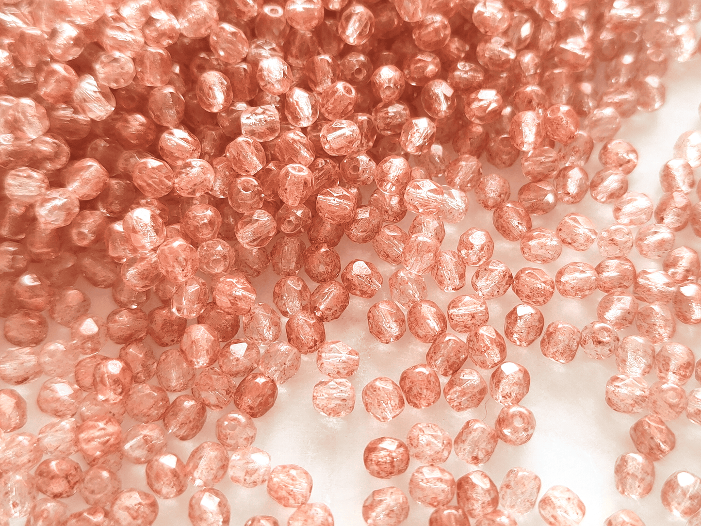 4mm fire-polished beads - colorless & copper