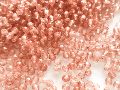 4mm fire-polished beads - colorless & copper
