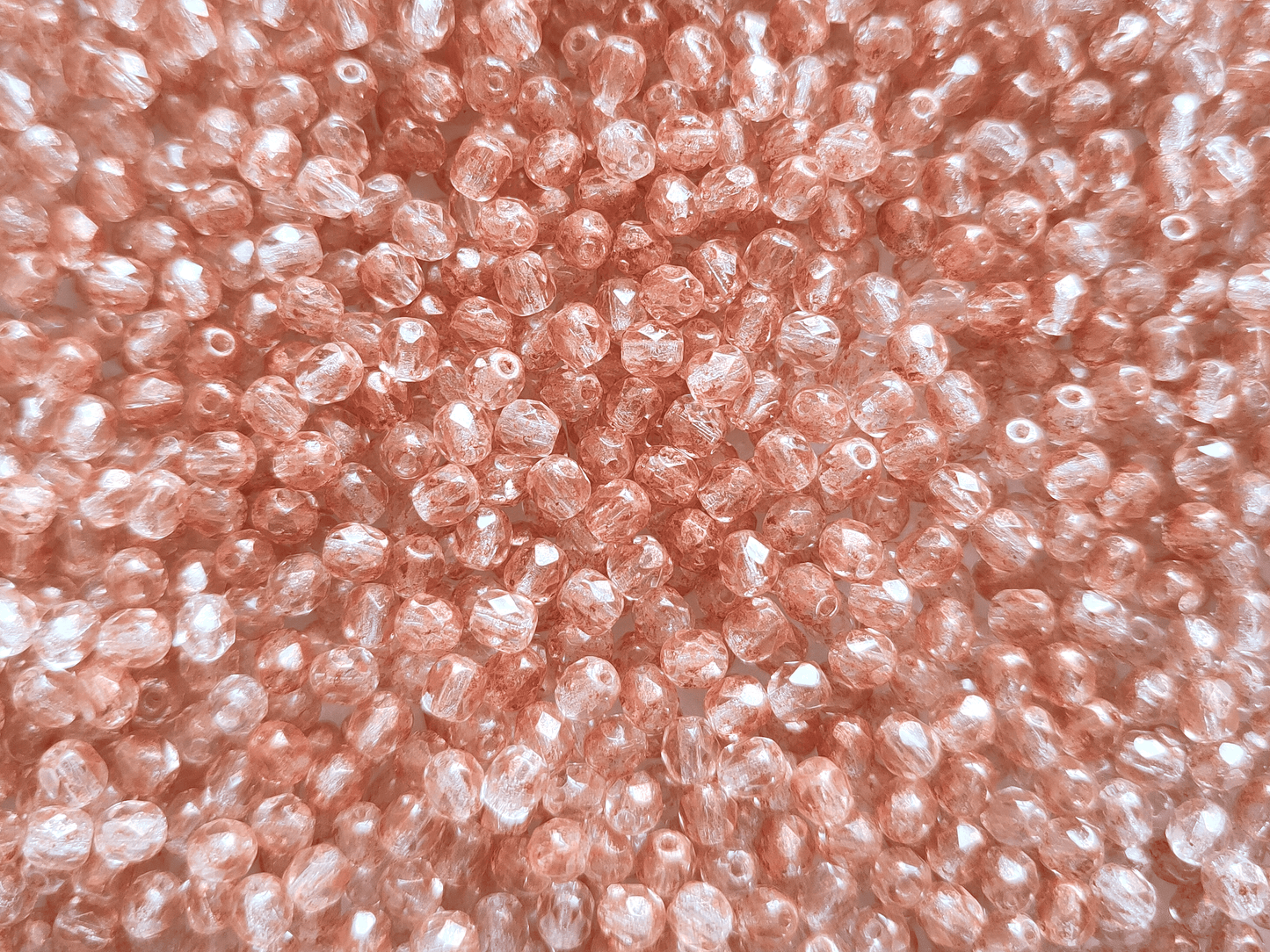 4mm fire-polished beads - colorless & copper