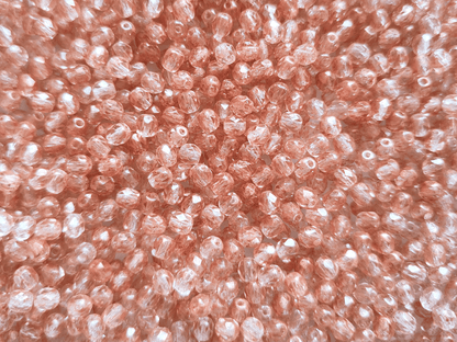 4mm fire-polished beads - colorless & copper
