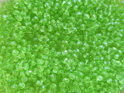 4mm fire-polished beads - apple green