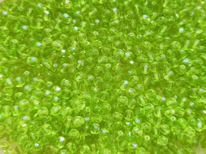 4mm fire-polished beads - spring green