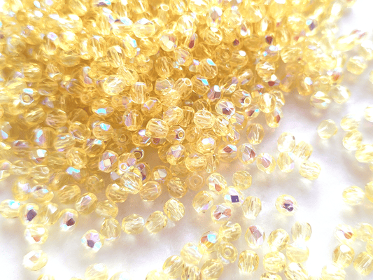 4mm Glasschliffperlen - Zitronengelb Iris