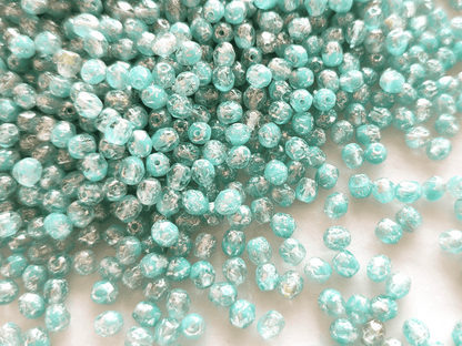 4mm fire-polished beads - colorless, turquoise & silver