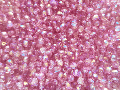 4mm fire-polished beads - purple AB
