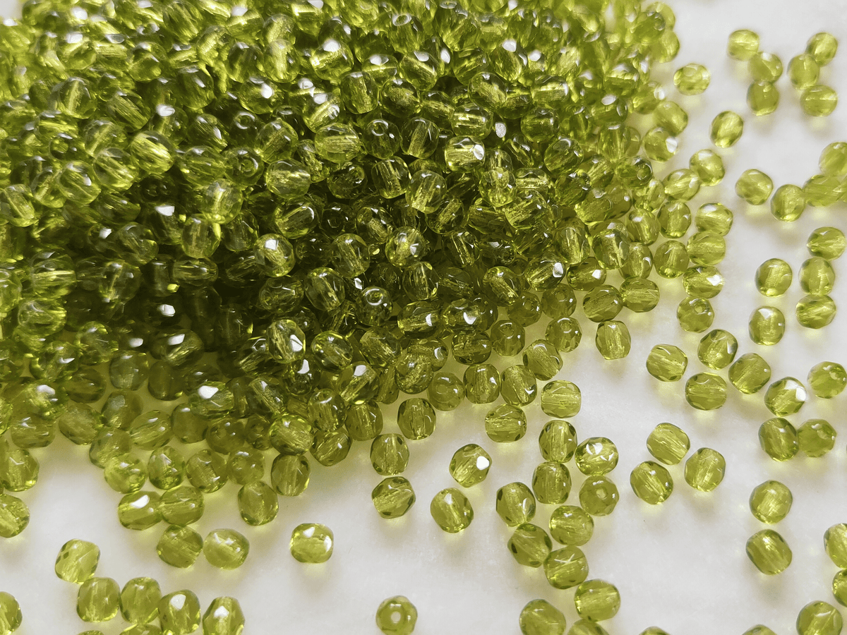4mm Glasschliffperlen - Grasgrün