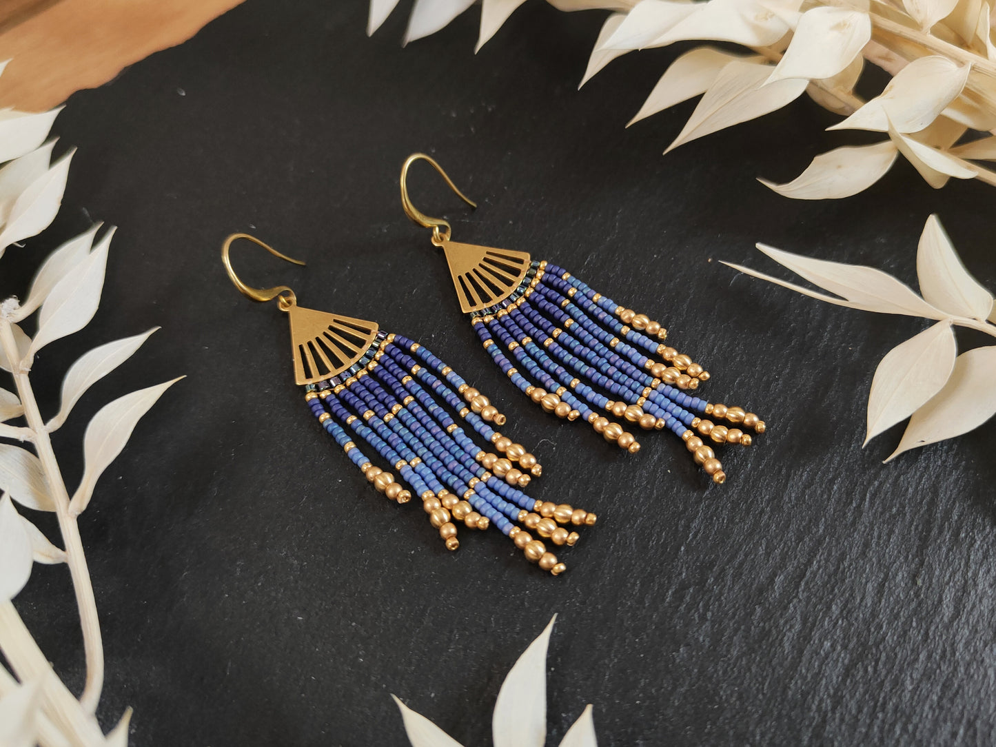 Mini fringe earrings "Lorcan" - blue