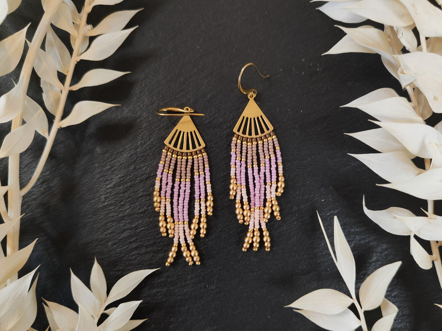 Mini fringe earrings "Lorcan" - lilac