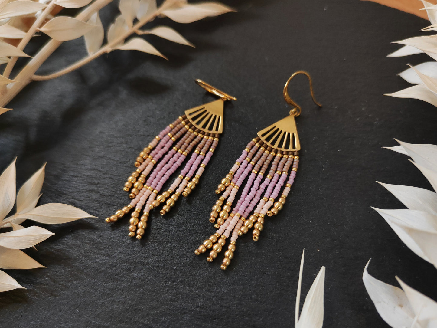 Mini fringe earrings "Lorcan" - lilac