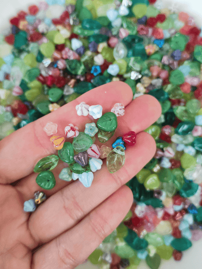 Leaf and bell flower beads - bead mix