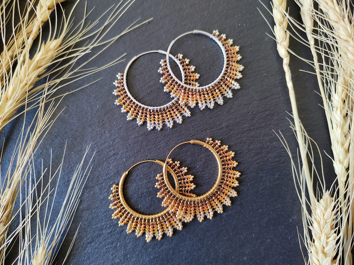 Silver hoop earrings "Neomi" - orange