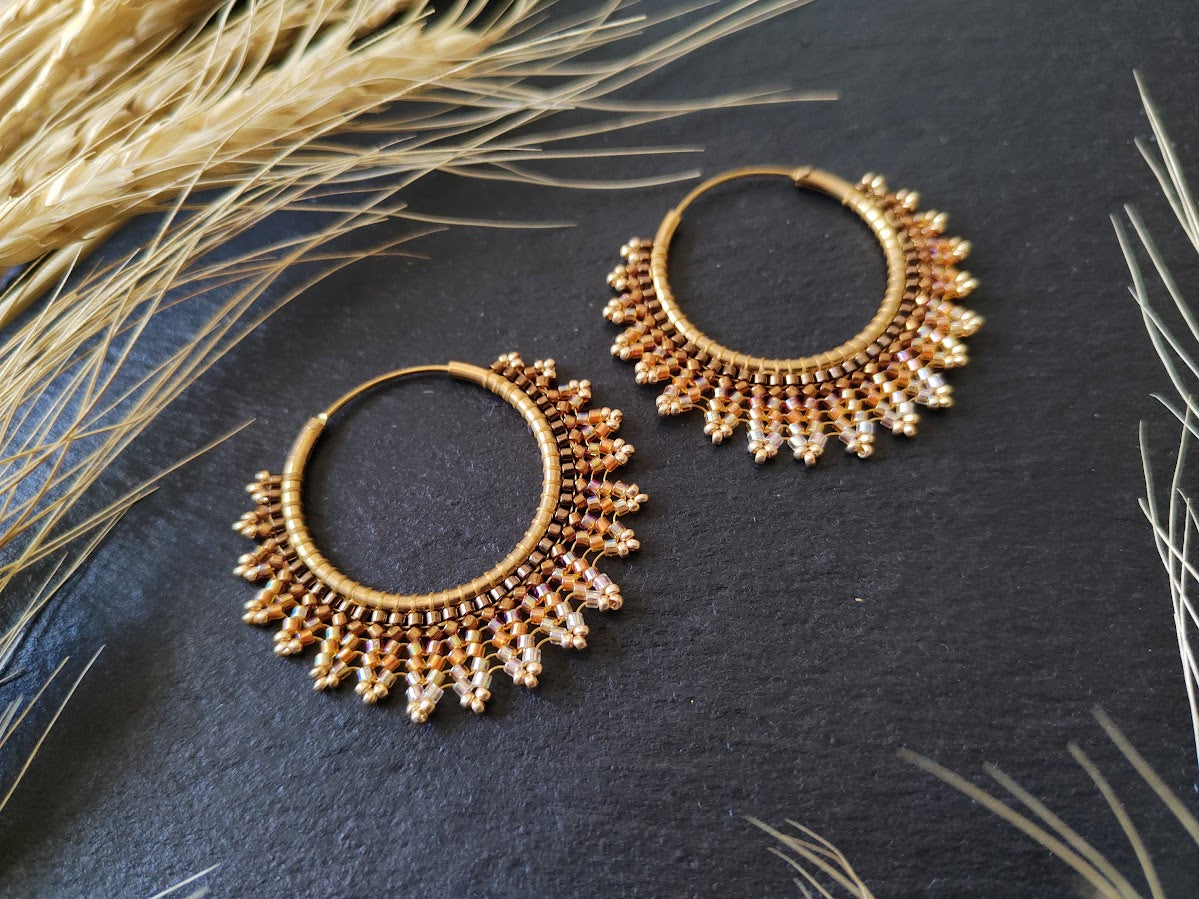 Brass hoop earrings "Neomi" - orange