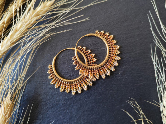 Brass hoop earrings "Neomi" - orange