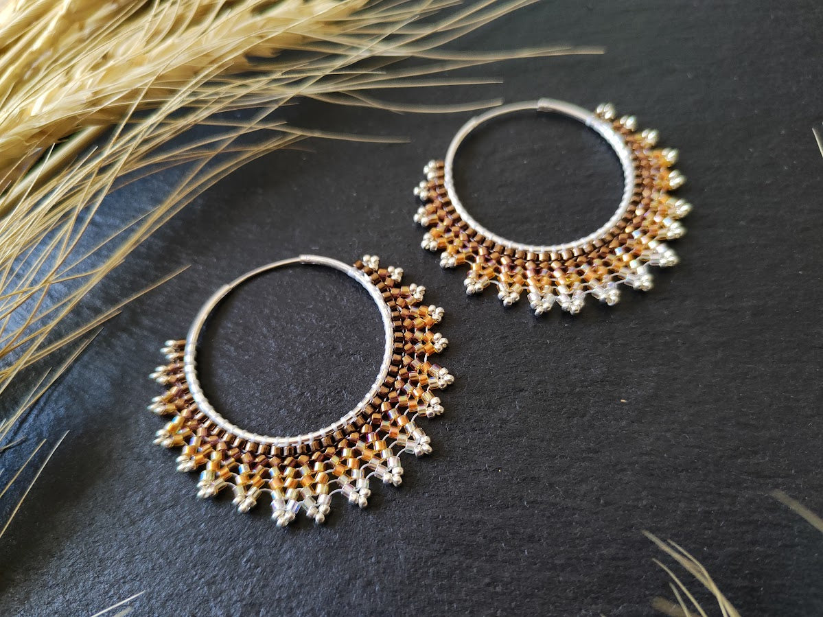 Silver hoop earrings "Neomi" - orange