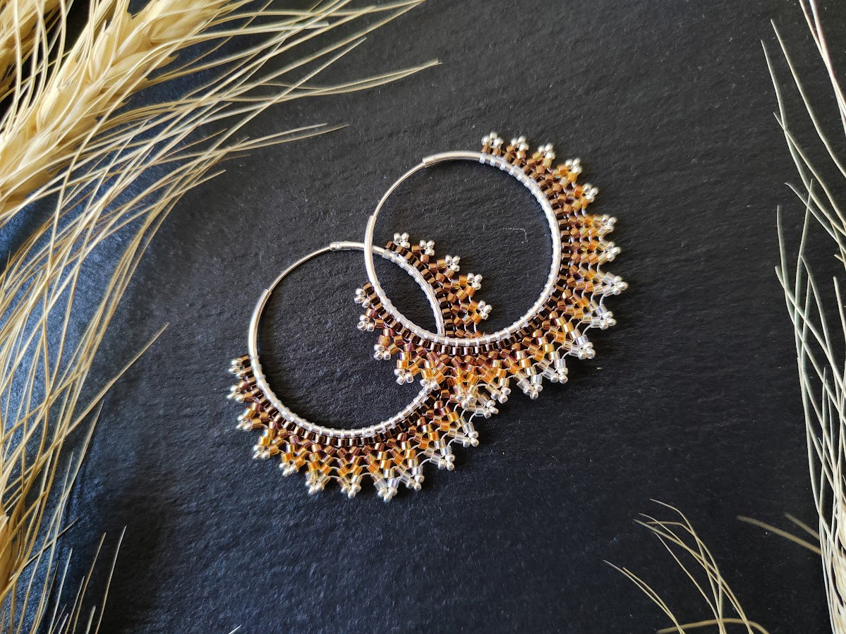 Silver hoop earrings "Neomi" - orange