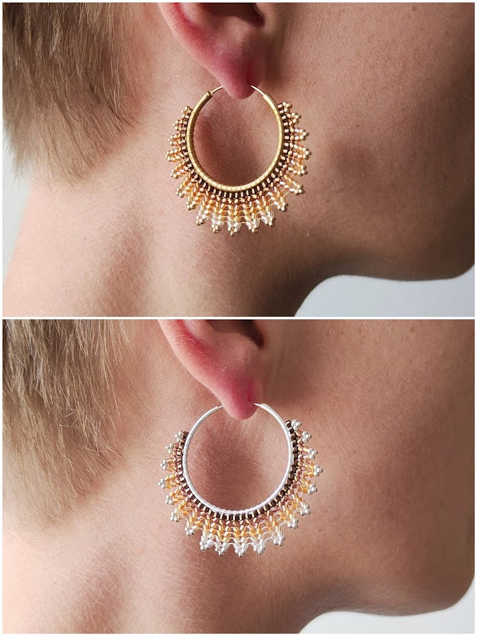 Silver hoop earrings "Neomi" - orange