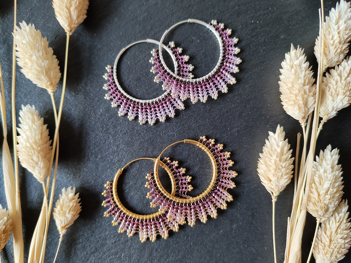 Brass hoop earrings "Neomi" - purple