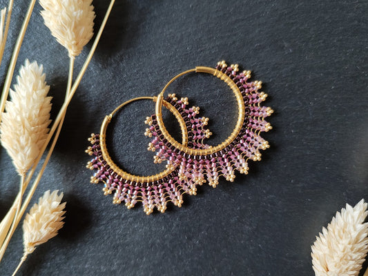 Brass hoop earrings "Neomi" - purple