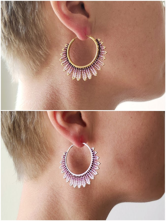 Brass hoop earrings "Neomi" - purple