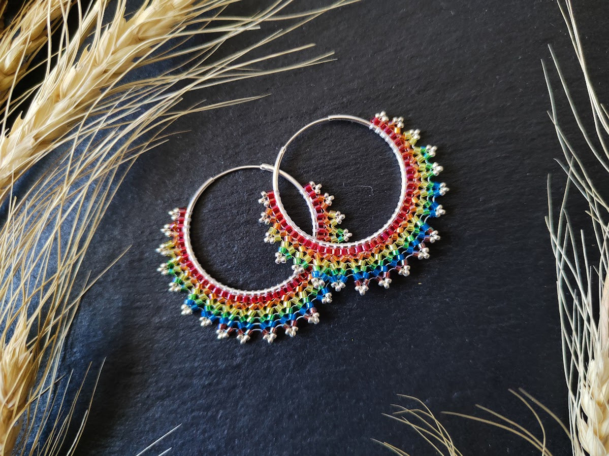 Silver hoop earrings "Neomi" - rainbow / LGBTQ+
