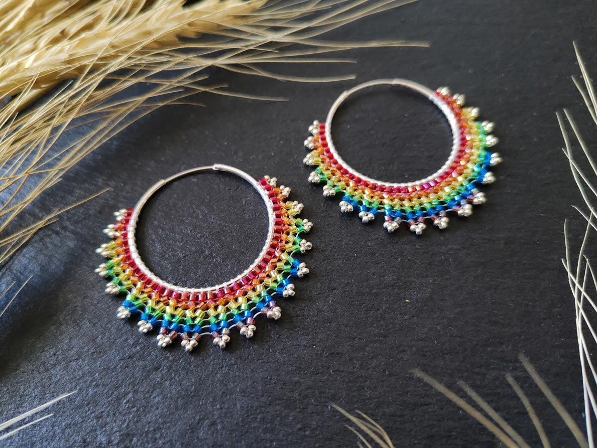 Silver hoop earrings "Neomi" - rainbow / LGBTQ+
