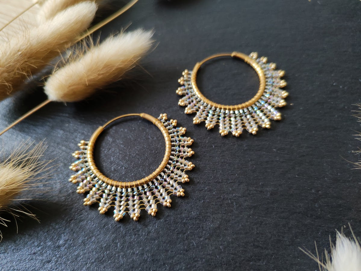 Brass hoop earrings "Neomi" - silver