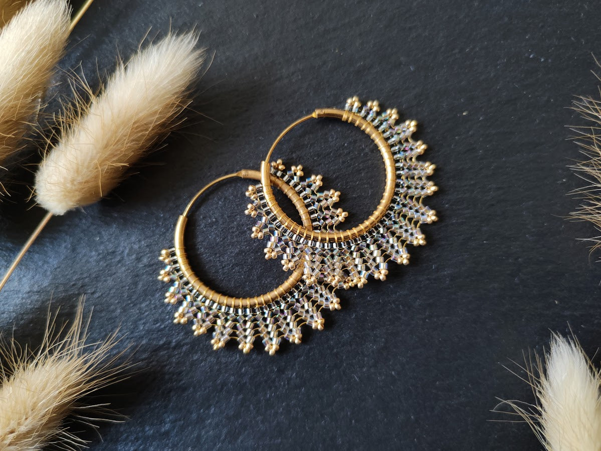 Brass hoop earrings "Neomi" - silver