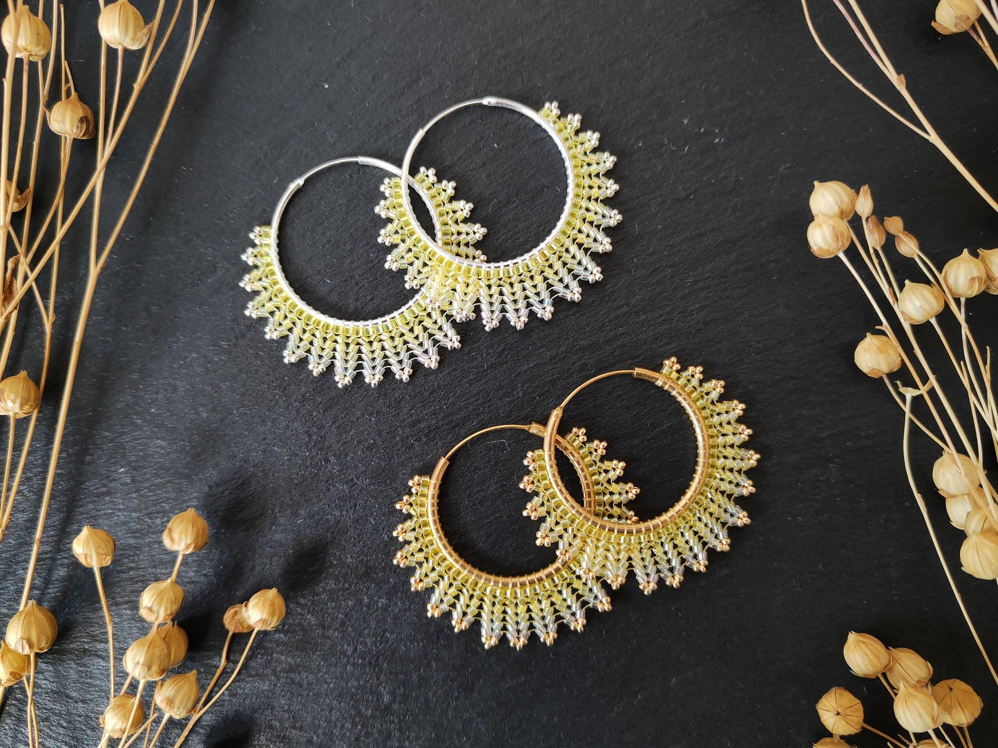 Brass hoop earrings "Neomi" - yellow
