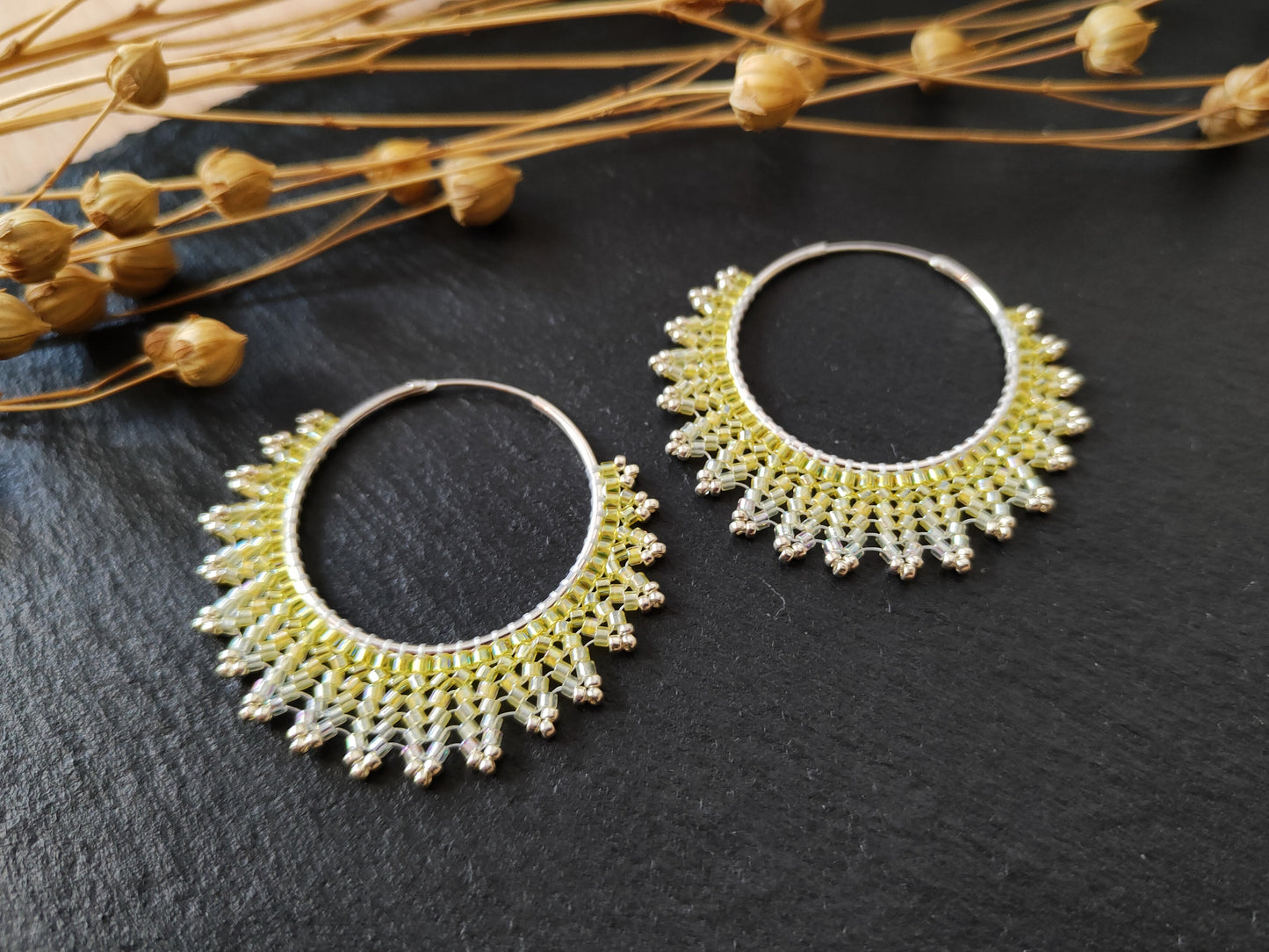Silver hoop earrings "Neomi" - yellow