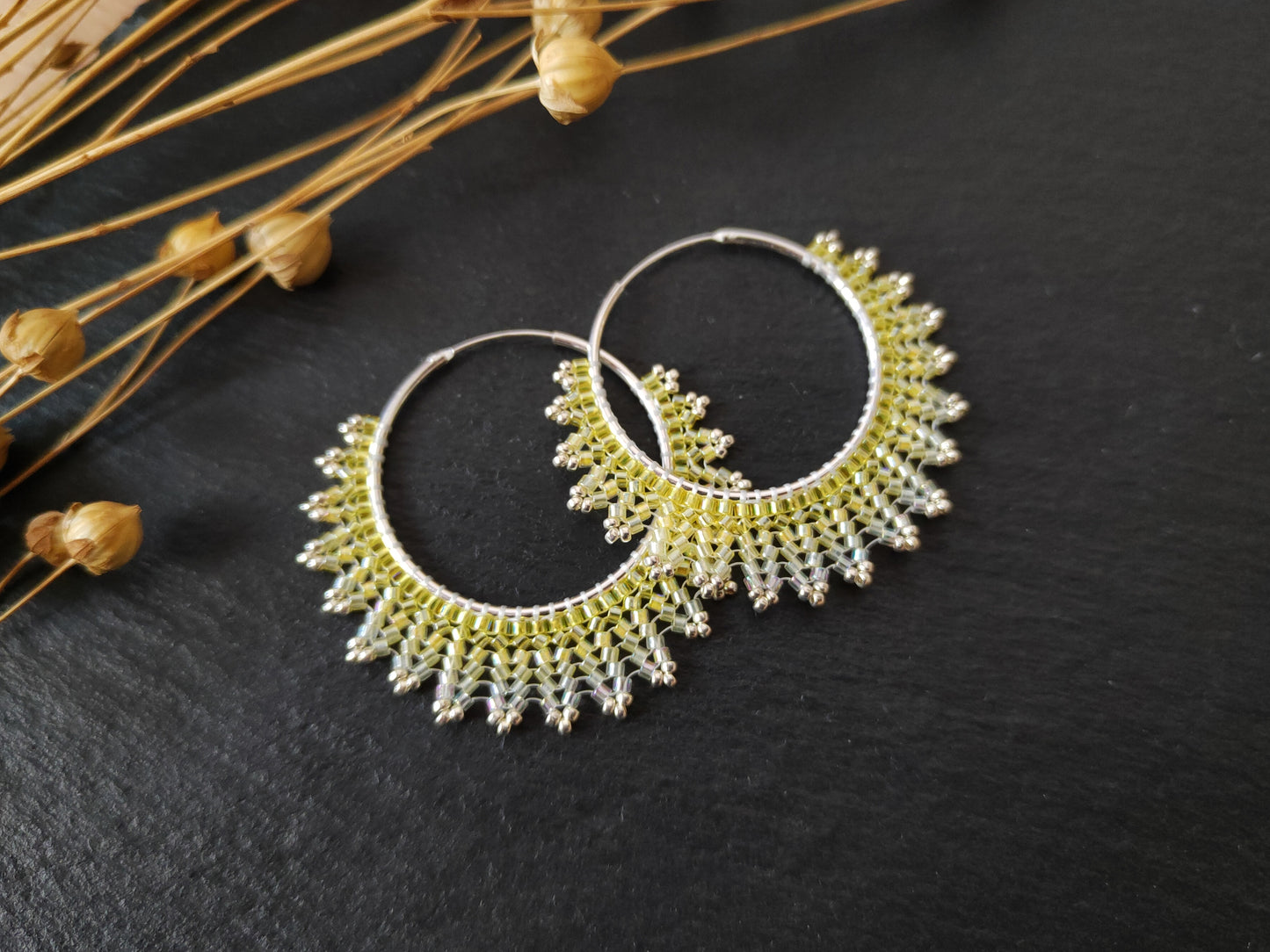 Silver hoop earrings "Neomi" - yellow