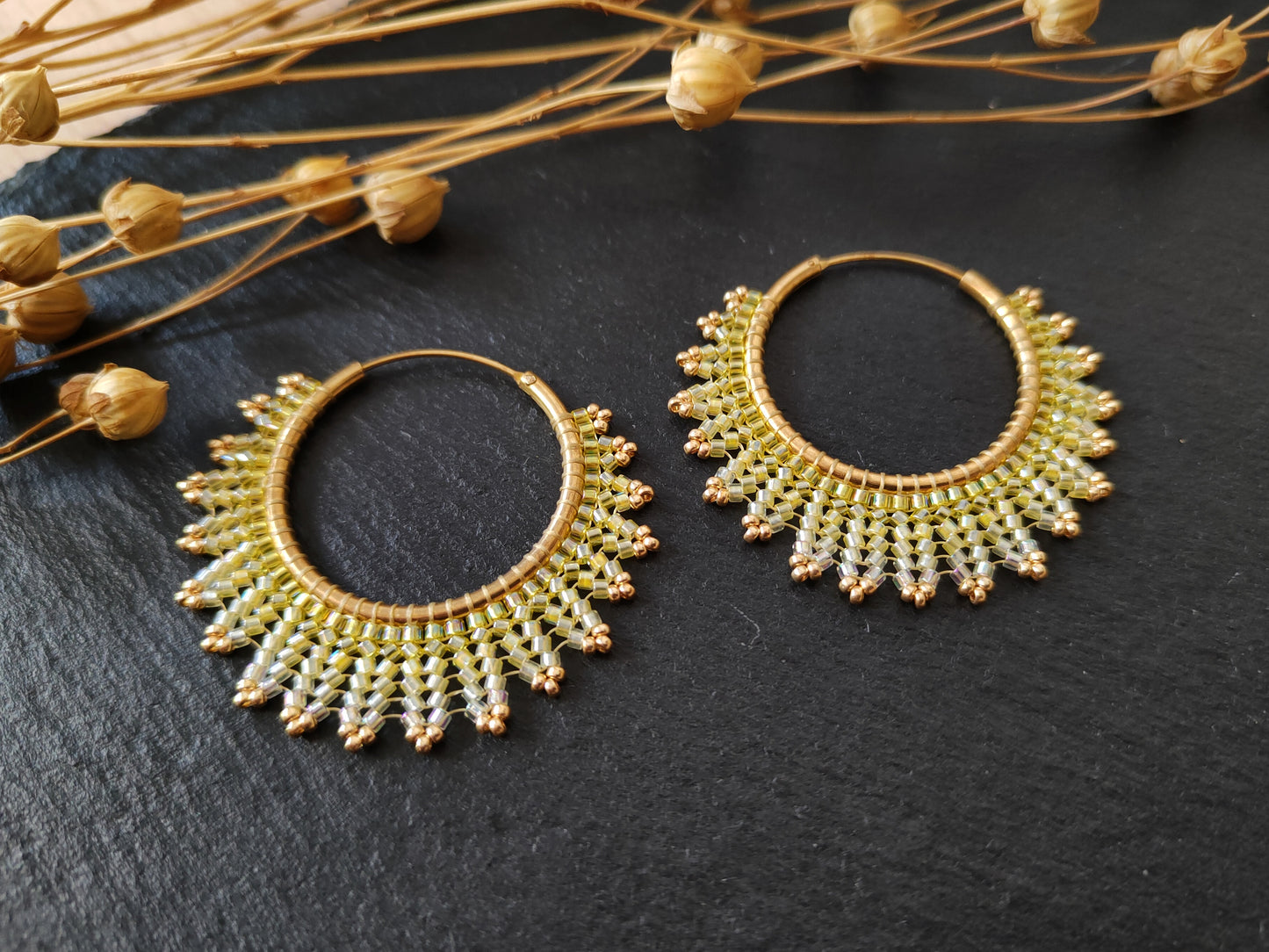 Brass hoop earrings "Neomi" - yellow