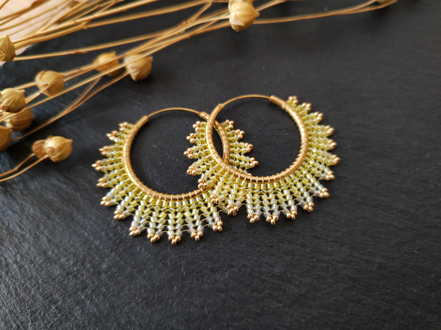 Brass hoop earrings "Neomi" - yellow