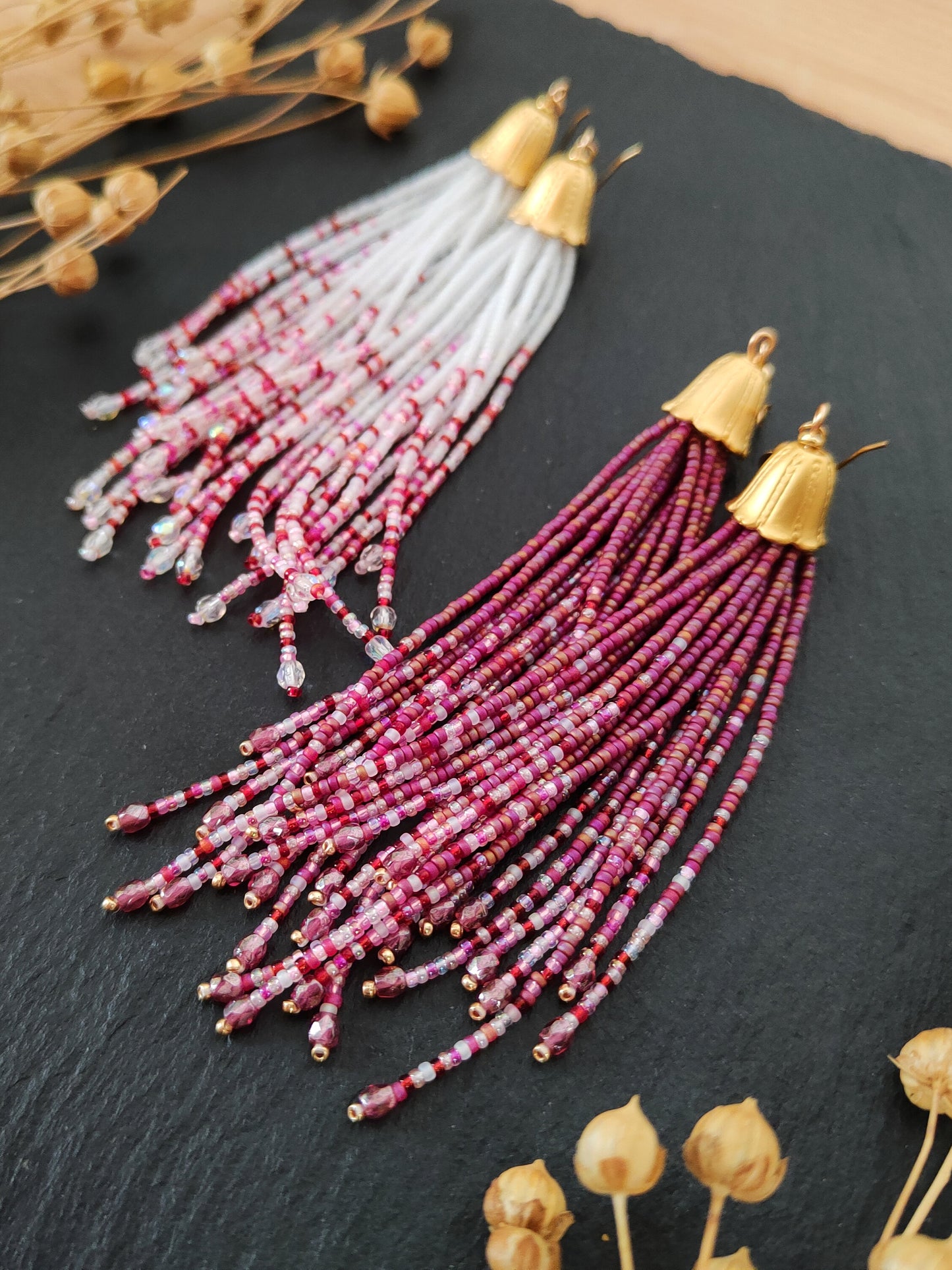 Tassel earrings "Nirvelli" - dark & light pink