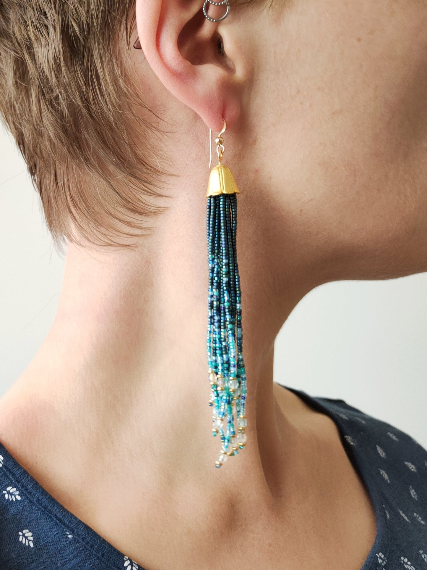 Tassel earrings "Nirvelli" - dark turquoise