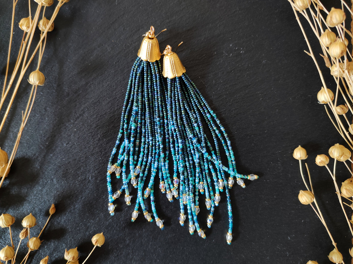 Tassel earrings "Nirvelli" - dark turquoise