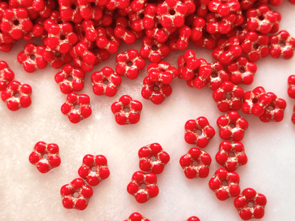 Vergiss-mein-nicht Blüten 5mm - helles Rot & Gold