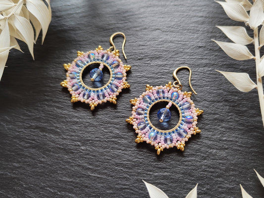 Woven earrings "Philippa" - pastel pink & purple