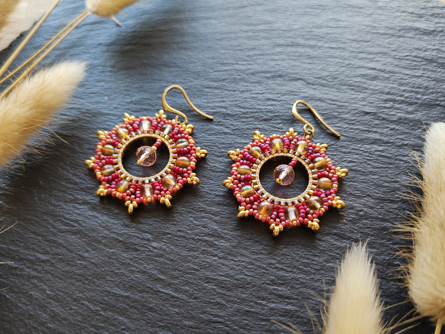 Woven earrings "Philippa" - red