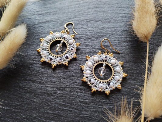 Woven earrings "Philippa" - black & white