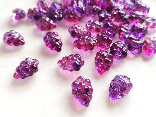 Grape beads 16x11mm - ombre pink & purple
