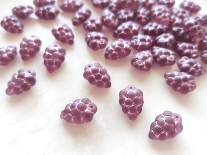 Grape beads 16x11mm - matt purple