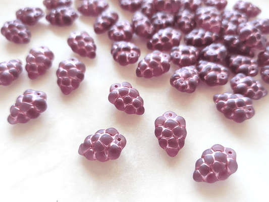 Grape beads 16x11mm - matt purple