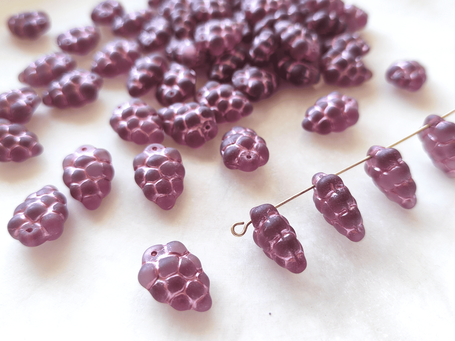 Grape beads 16x11mm - matt purple