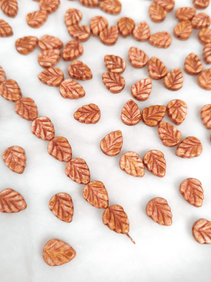 Mint leaf beads 10mm - beige & copper