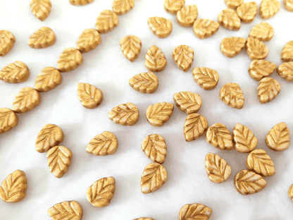 Mint leaf beads 10mm - beige & gold