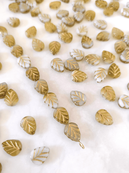 Minzblätter 10mm - Weiß, Hellgrün & Gold