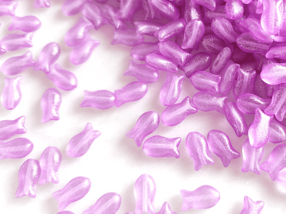 Fish beads 10x6mm - lilac glitter