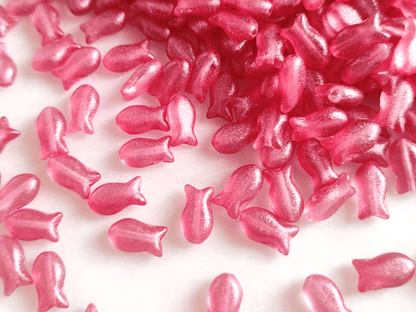 Fish beads 10x6mm - cherry red glitter