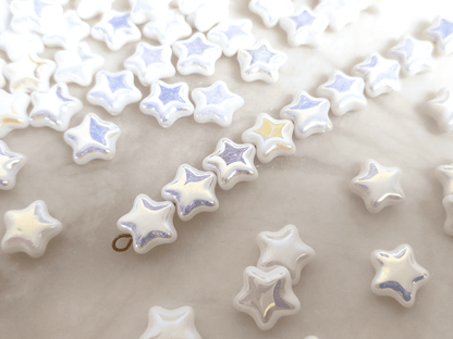 Star beads 12mm - white iris
