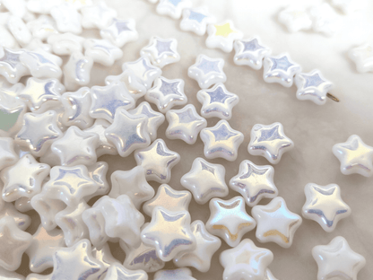 Star beads 12mm - white iris
